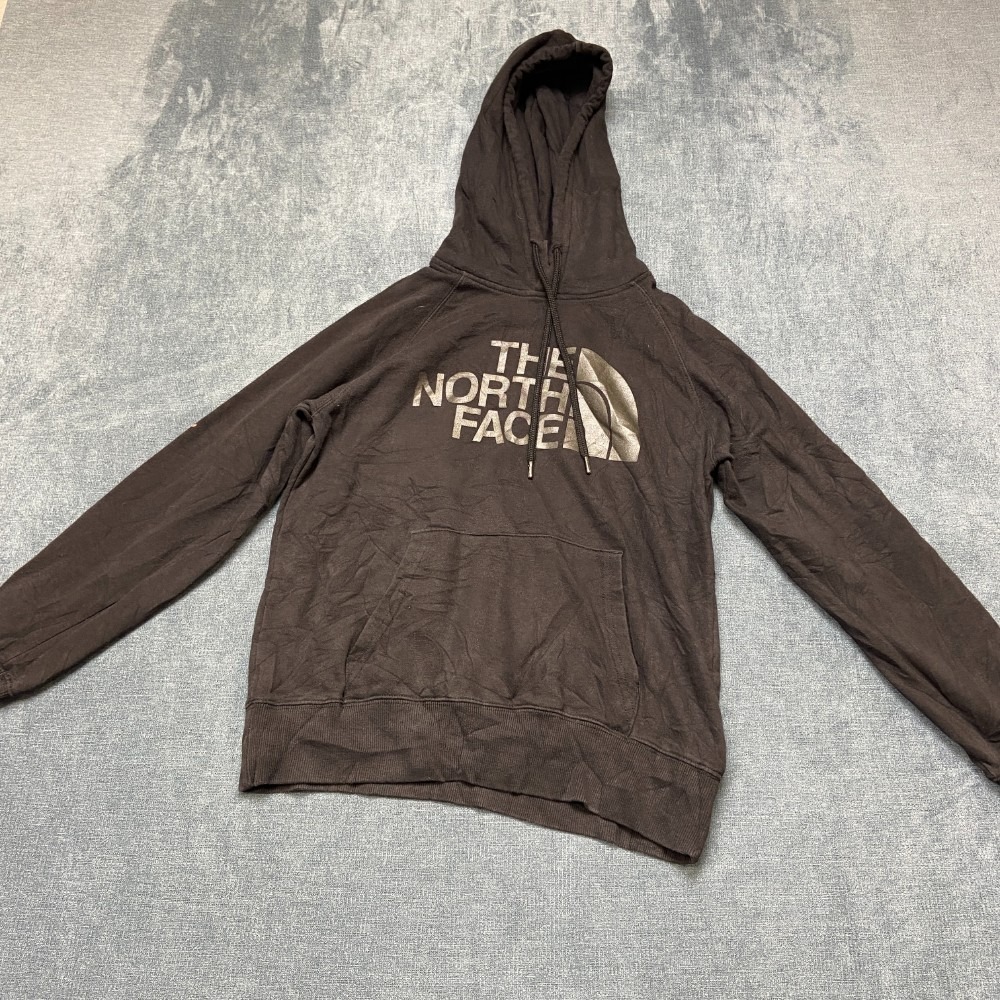 The North Face Hoodie Womens XS Black Dark Wash Drawstring Logo Raglan Sleeve